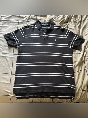 Ralph Lauren Black Polo with White Stripes